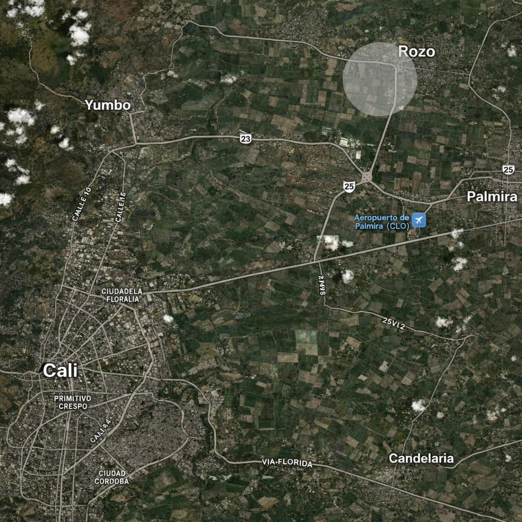 Mapa zona Rozo, cerca de Cali